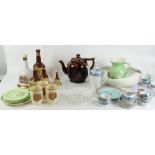 Collection of ceramics and glass to include C19th treacle glaze teapot, Australian Brentleigh Ware