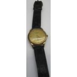 Gents 9ct gold hallmarked Longines manual wind wrist watch, circular dial with arrow markers and