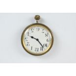 Early C20th Swiss dashboard/travel clock white enamel Arabic dial with Swiss 4 jewel movement