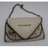 Stella McCartney double flap faux snakeskin and leather shoulder bag with chain detail and