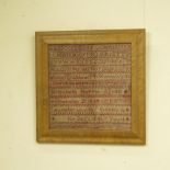 William IV sampler, worked with alphabet, numerals and verse by Isabella Hopper Aged 11 November