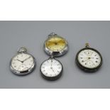 Early C20th silver chronograph pocket watch, with white enamel dial, case back no.85266, and