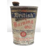British Burning Oil oval can