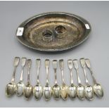 4 Georgian silver fiddle pattern teaspoons, London 1806, pair of Georgian silver teaspoons, London
