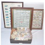Extensive collection of cigarette cards and 3 framed automotive collections from Castella, Lambert &