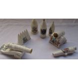 Collection of Carltonware, Caldonian and Arcadian crested china bullets, canons and shells