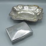 1930s State Express cigarettes chrome plate cigarette box containing hard stone necklace,