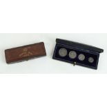 Edw VII 1902 Maundy Coin Set in original blue leather and felt case together with a empty 1884