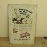 Newcastle Brown Ale printed tin advertising sign, 60cm x 38cm