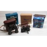 Boxed Vivitar 7x50 binoculars with UV coated optics, boxed Pathescope 10x50 ZCF binoculars, boxed