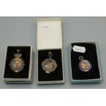Three cased EPNS sporting medals