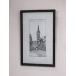 Chris Hutchins (British C20th): Elm Hill Norwich, monochrome print, signed, a Frank L Emanuel