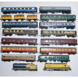 Collection of used OO/HO gauge passenger carriages and 2 electric diesel locomotives, a Bachmann DCC