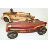 Two large decorative resin models of vintage racing cars, L70cm (2)