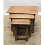 Nest of three oak rectangular tables