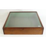 Early C20th mahogany counter top display case with glazed top, L51cm, W51cm , H11cm