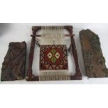 Turkish Rug Seller’s sample , 53cm x 41cm, two rectangular wooden printing blocks purportedly from