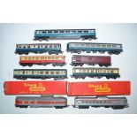 Collection of used OO gauge passenger wagons, rolling stock, a Tri-Ang Transcontinental HO 31018