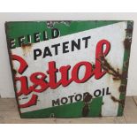 Cut-down Wakefield Patent Castrol Motor Oil rectangular enamel sign, W56cm H51cm