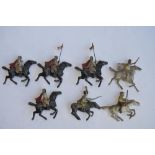 7 vintage Georges Munckle (GM) of France hollow lead soldier figures on horseback.