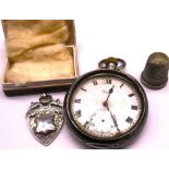 Geo.V hallmarked silver Limit pocket watch signed white Roman dial with subsidiary seconds,