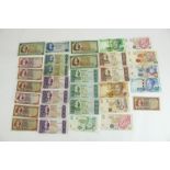 Selection of South African Reserve Bank notes, denominations 1 Rand through to 100 Rand