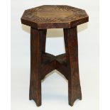 Early C20th Japanese carved wood stand/lamp table with octagonal top in the manner of those retailed