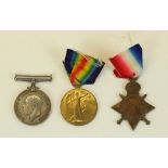 Trio of medals awarded to 54612 W. Anderson, including 1914 - 1915 Star, WWI 1914 - 1918 War medal