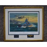 "Breakout-The Bismark 21 May 1941", framed limited edition print (23/400) by Anthony Saunders with 2