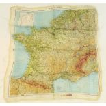 WWII 1944 Zones of France British servicemans silk map