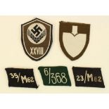 WWII era German Wehrmacht collar tabs and two cloth patches