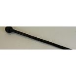 African hardwood knobkerrie of straight shaft with ball end, L58cm