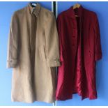 Pair of ladies coats, one cashmere, wool and polyester full length coat, size M, the other full