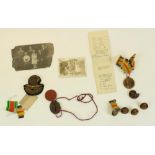 WWI Victory medal awarded to 68123 GNR. E. Gibson, R.A, pair of pressed card dog tags to C. O. Bird,