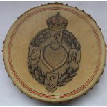 Mid C20th REME tambourine with Reme crest and ceramic body