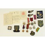Group of various assorted militaria and ephemera, including WWII group 1939 - 45 Star, Burma star,