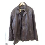 Lakeland size 48 brown leather jacket, button and zip front slip pockets