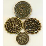 Four oval framed and mounted displays of British military buttons, mostly WWI period, for various