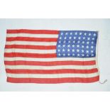 Pre-1959 US flag with 48 stars with wood peg and halyard. Size: Approx 177x100cm