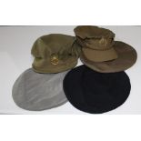 Two ATS NCOs cap with insignia and three berets
