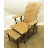 C20th bamboo plantation chair with adjustable seat, back, and pull out foot rest