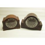 Art deco period walnut cased Westminster chiming mantle clock, inlaid case, chrome plated bezel