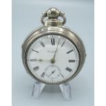 Chas. Stephen Peterhead Victorian silver pair cased open faced pocket watch, signed enamel dial,