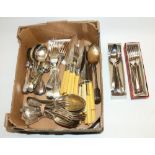 Quantity of various silver plated cutlery (1 box)