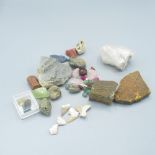 Collection of minerals and fossils inc. quartz and 5 teeth,
