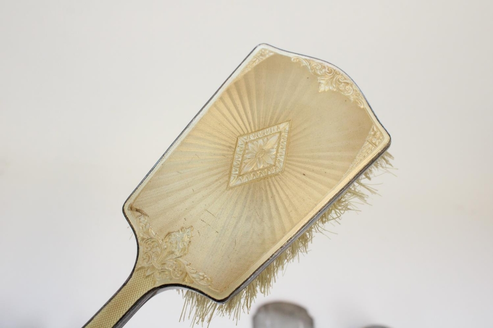 ER.II hallmarked Art Deco style silver dressing table set, with engine turned decoration, Birmingham - Image 2 of 2