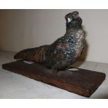 Large cold painted bronze figure of a cock pheasant (lacking legs) H14cm