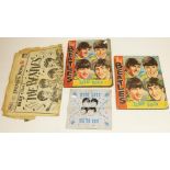 Two Beatles scrapbooks, a Yorkshire Evening News newspaper cover 'Here Come The Beatles', Beatles '