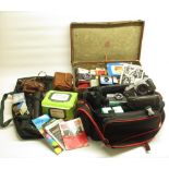 Collection of Cameras and equipment, etc.. inc. Olympus 35RC, Vivitar 100-300mm 1:5 lens, Nikon