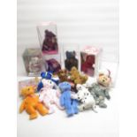 Collection of TY Beanie Babies, some in plastic display casing